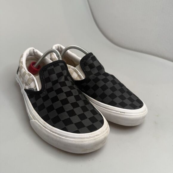 Vans Off The Wall Authentic Women’s 8.5 W Slip-On Roses Checkerboard Black White - Picture 5 of 13